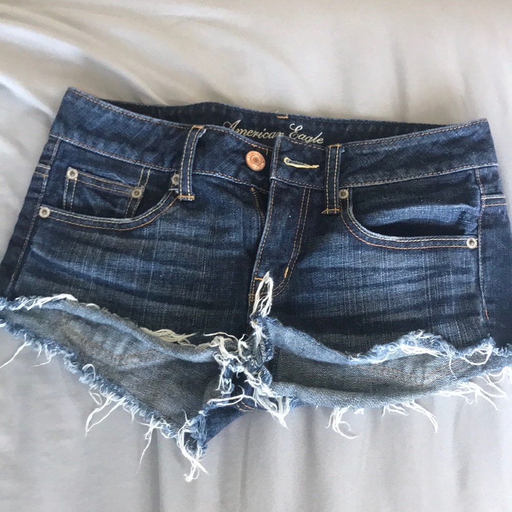 american eagle dark jean shorts